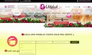 E-commerce Design: na parte destacada em amarelo é possível observar uma chamada para visualização de mais conteúdo aplicada pelo team e-Plus na loja virtual da Utilplast.