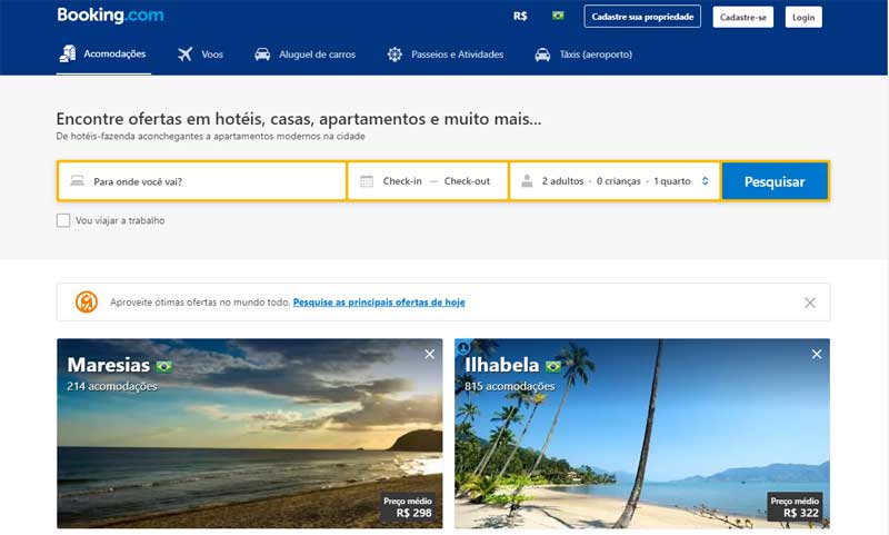 Booking é um dos mais antigos sistemas comparadores da internet