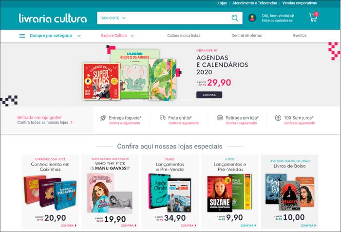 Homepage do novo site e-commerce de uma das maiores livrarias do Brasil