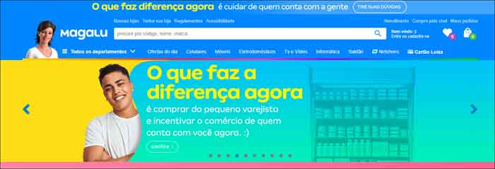 Banner Magalu que incentiva consumidor a comprar no marketplace da empresa, onde outros pequenos e/ou médios varejistas como você estão integrados