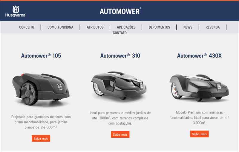 Detalhe do hotsite Automower