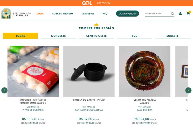 Print da homepage do marketplace da GOL